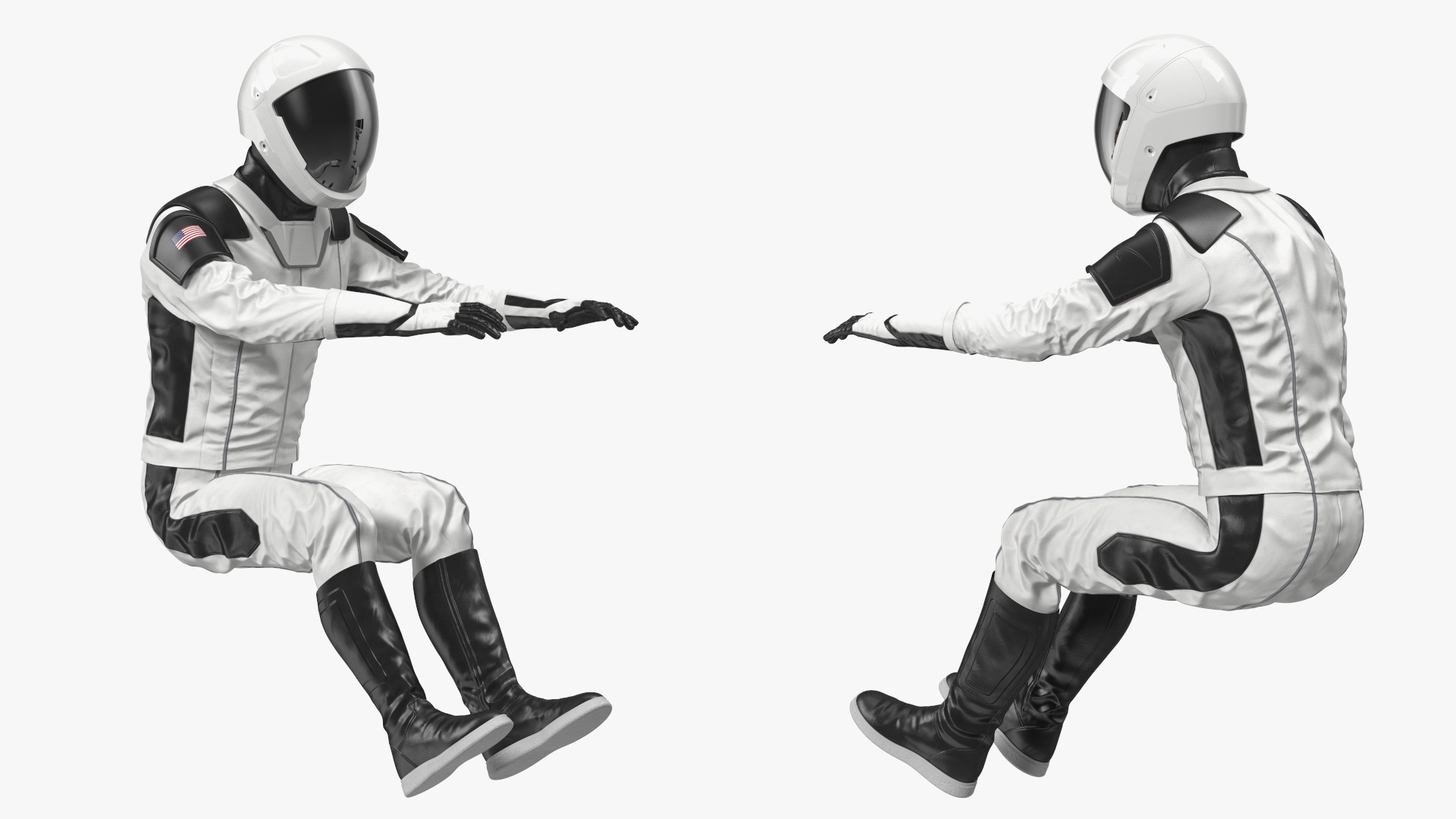 3D model Astronaut at a Sci-Fi Computer