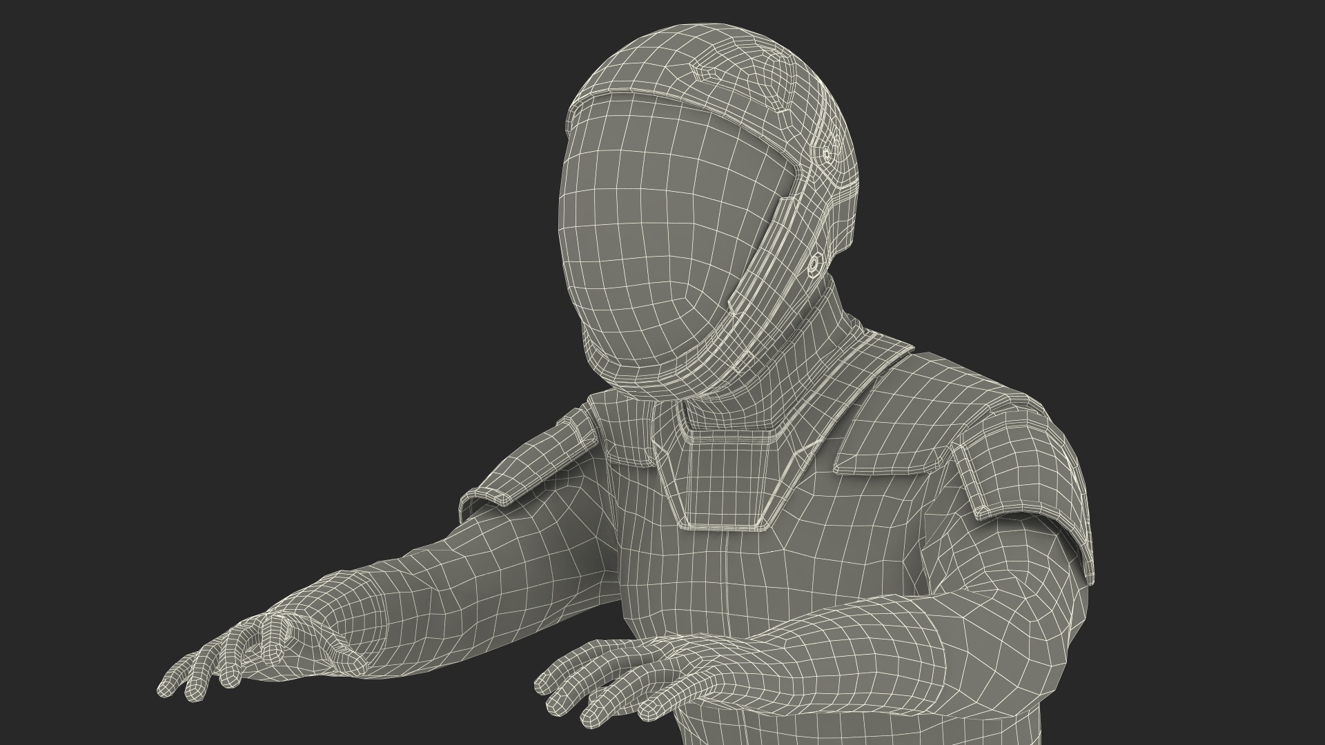 3D model Astronaut at a Sci-Fi Computer