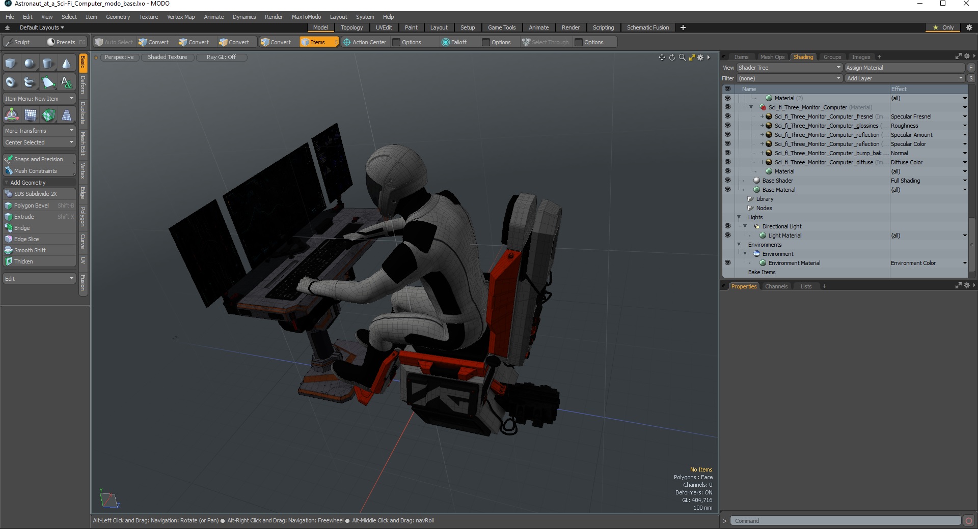 3D model Astronaut at a Sci-Fi Computer