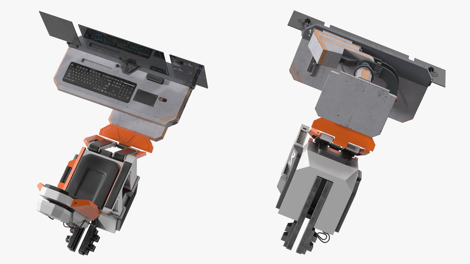 3D model Astronaut at a Sci-Fi Computer