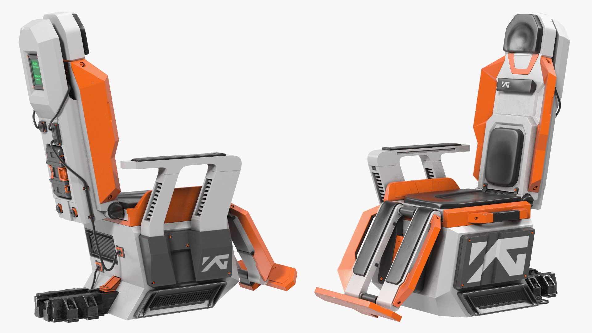3D model Astronaut at a Sci-Fi Computer