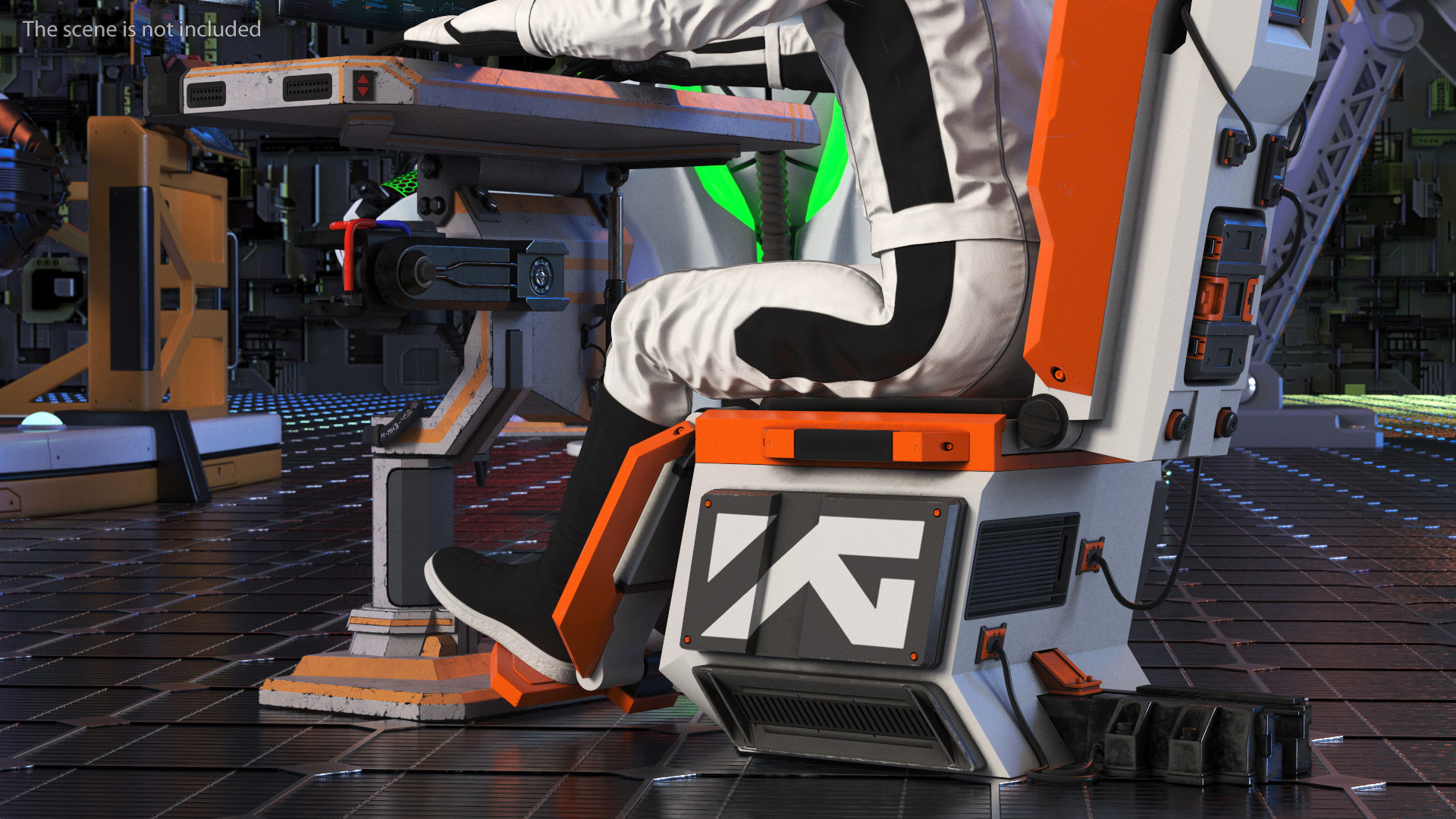 3D model Astronaut at a Sci-Fi Computer