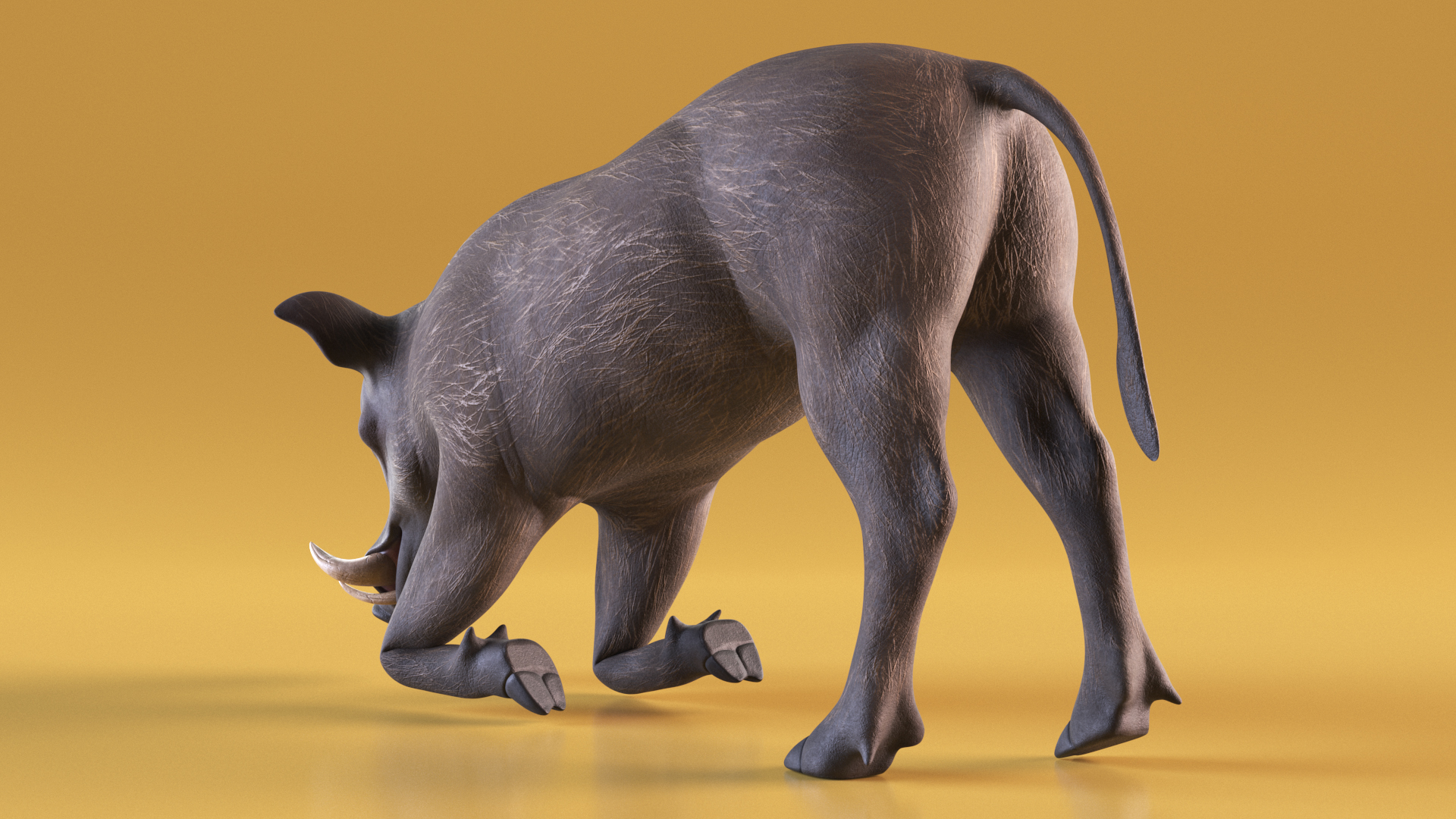 3D African Wild Boar Kneeling Pose