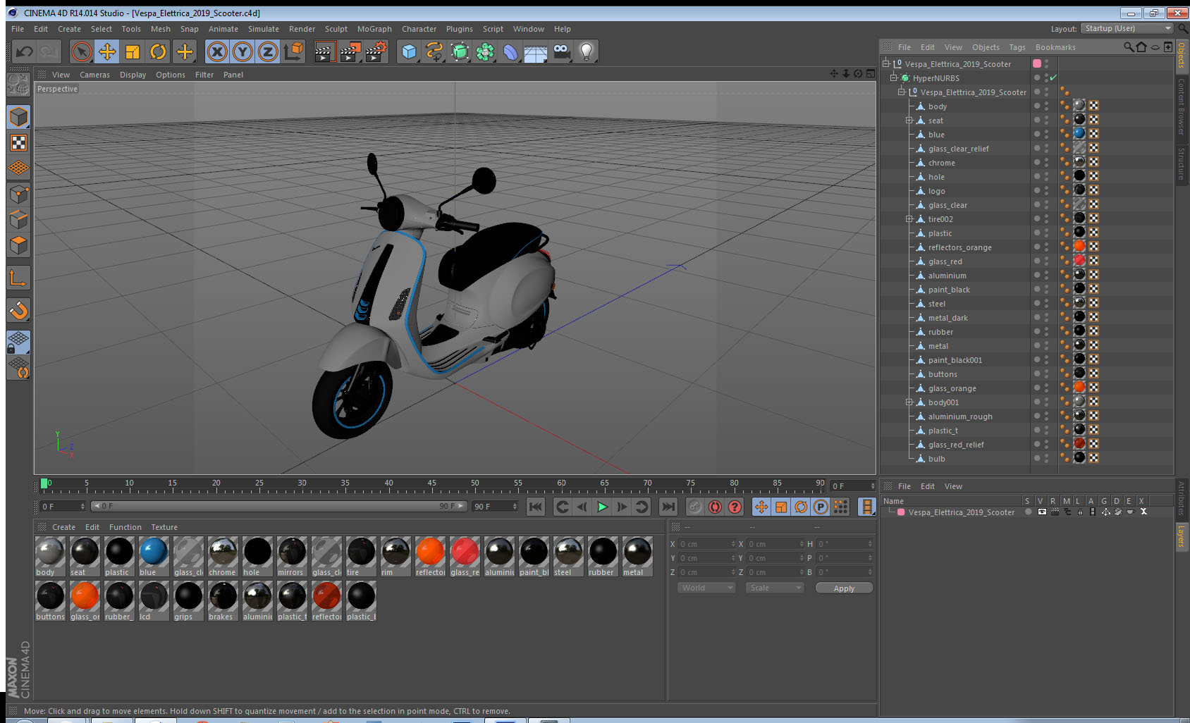 3D Vespa Elettrica 2019 Scooter model