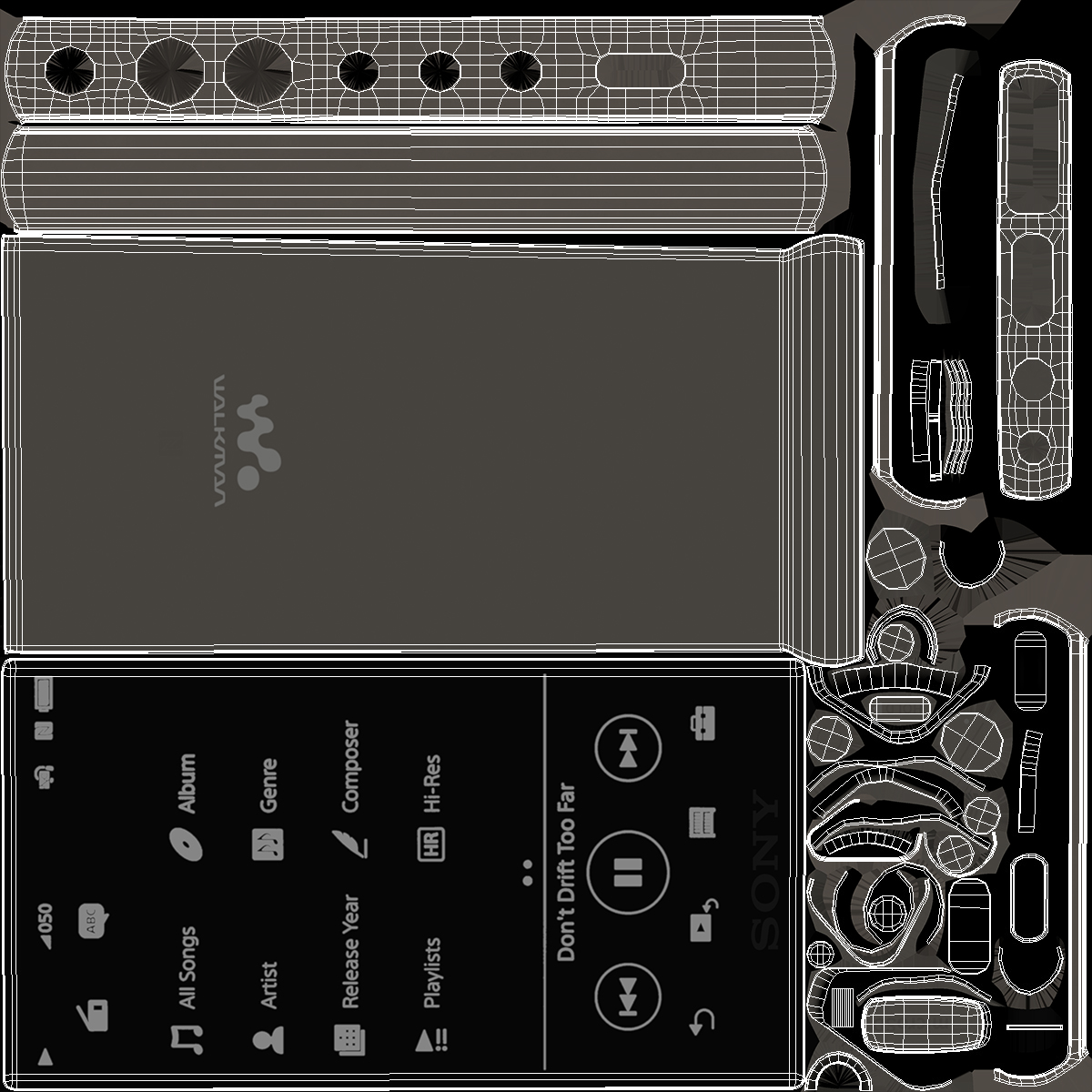 3D Sony Walkman Digital Media Player NW A105HNB Silver