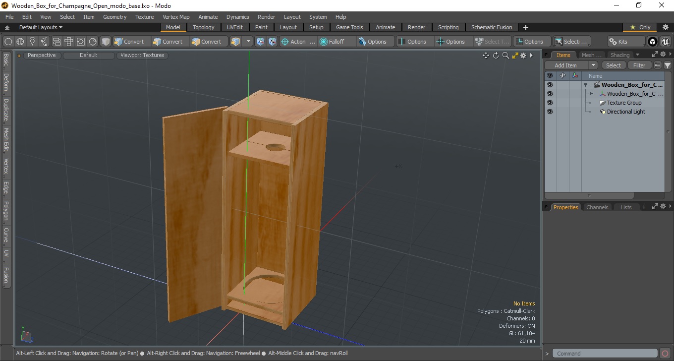 Wooden Box for Champagne Open 3D model