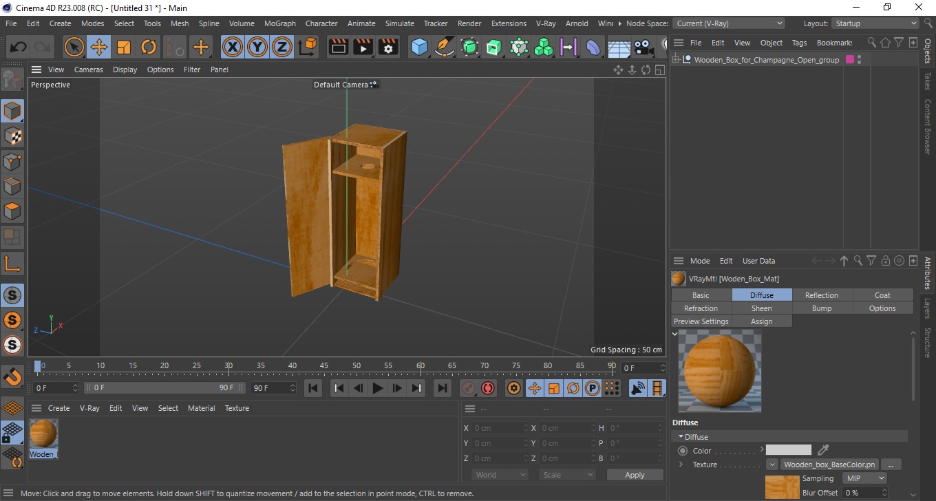 Wooden Box for Champagne Open 3D model