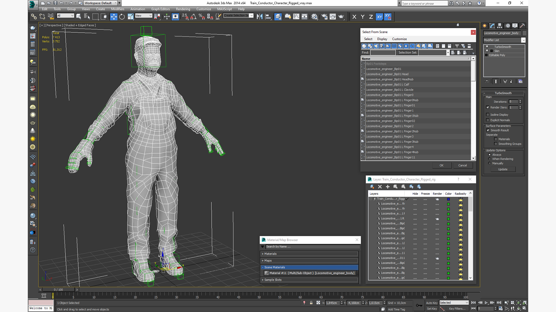 Train Conductor Character Rigged 3D