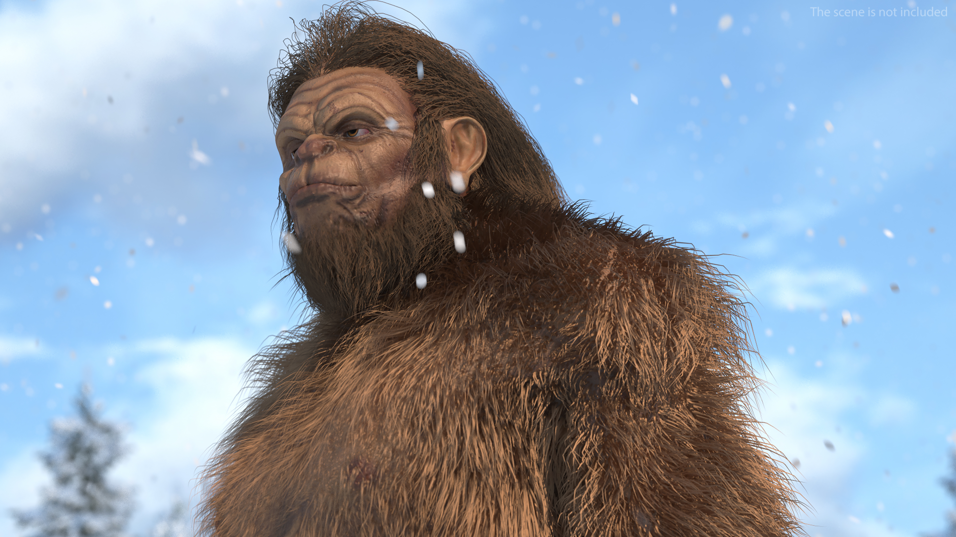 3D model Bigfoot Standing Pose Fur