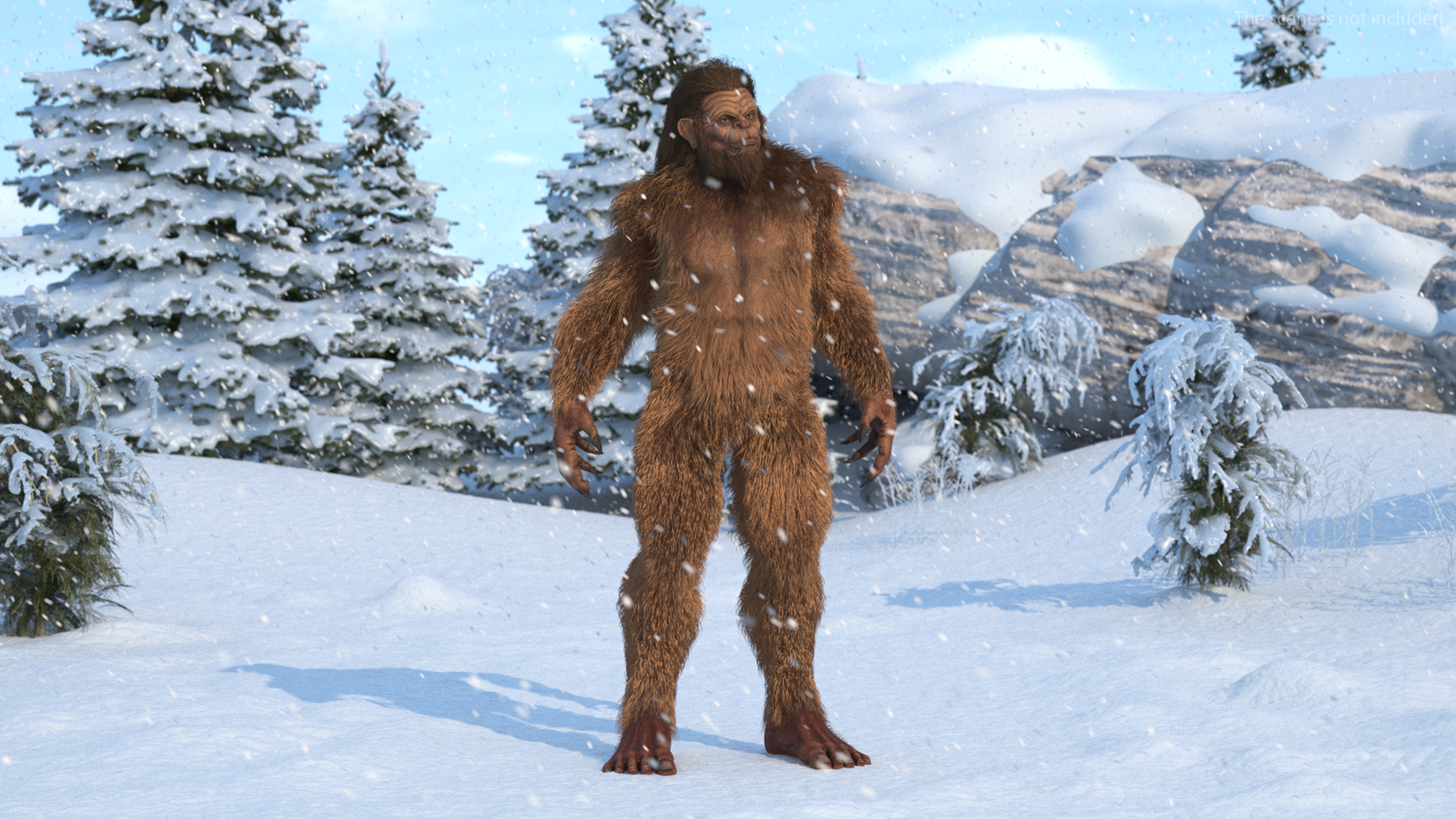 3D model Bigfoot Standing Pose Fur