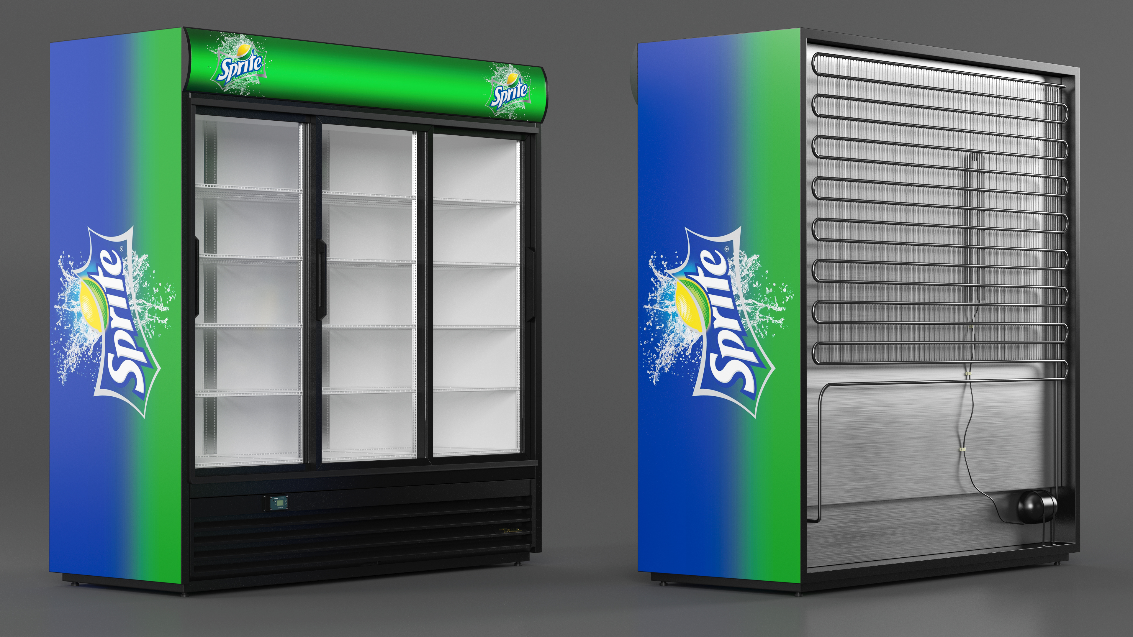3 Door Upright Display Cooler 3D model