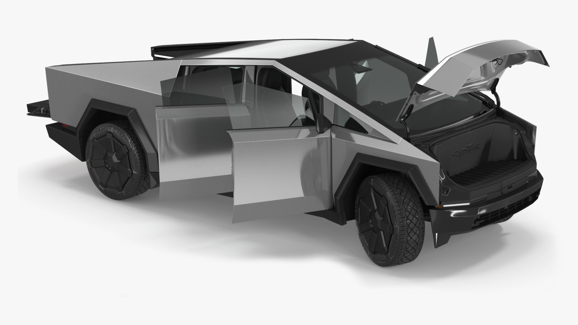 Futuristic Electric Truck Tesla 2024 Silver Lights On Rigged for Maya 3D model