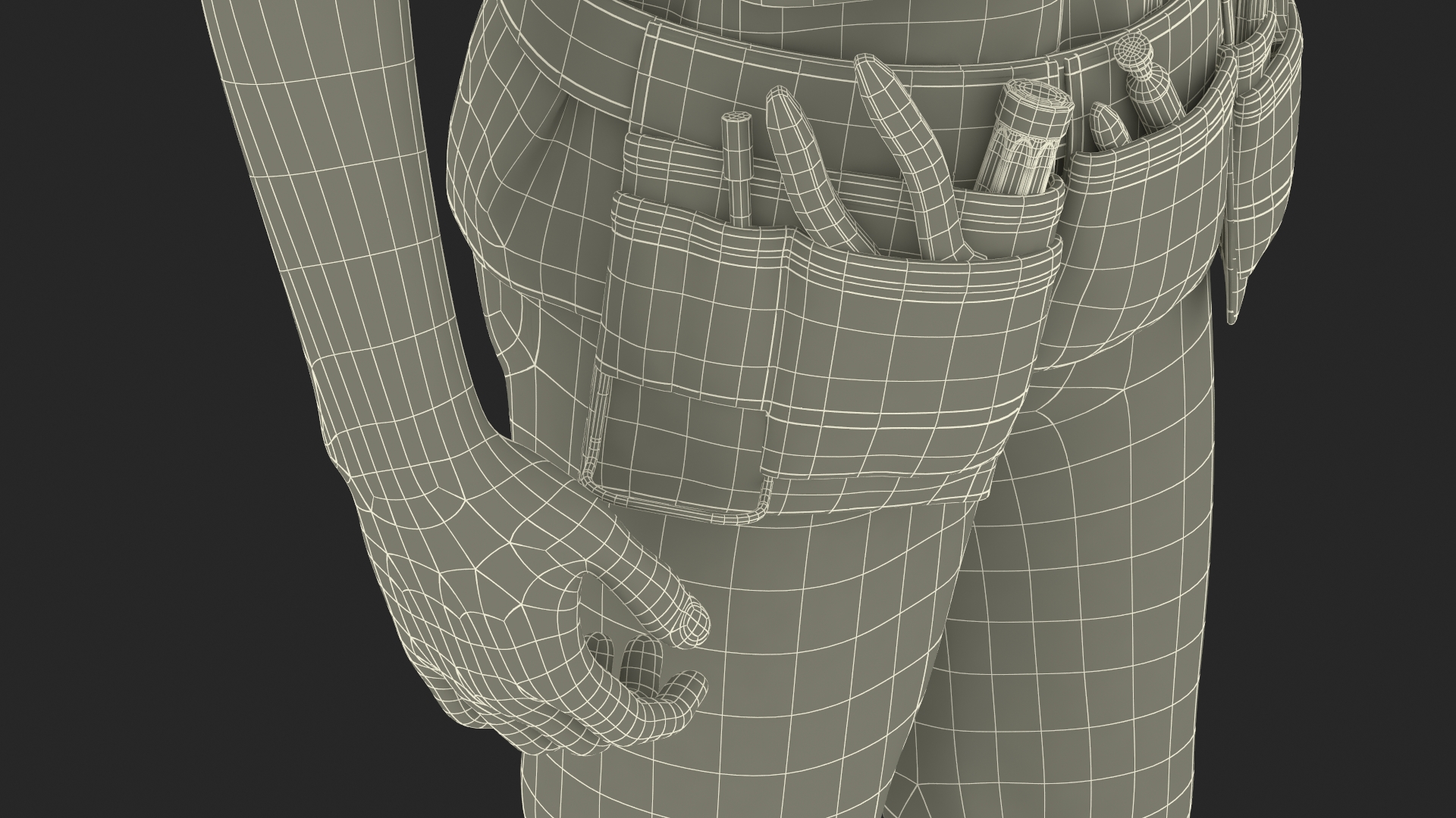 3D Construction Worker with Hard Hat and Vest Fur