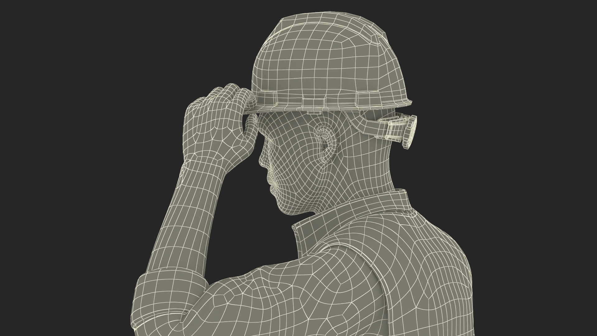 3D Construction Worker with Hard Hat and Vest Fur