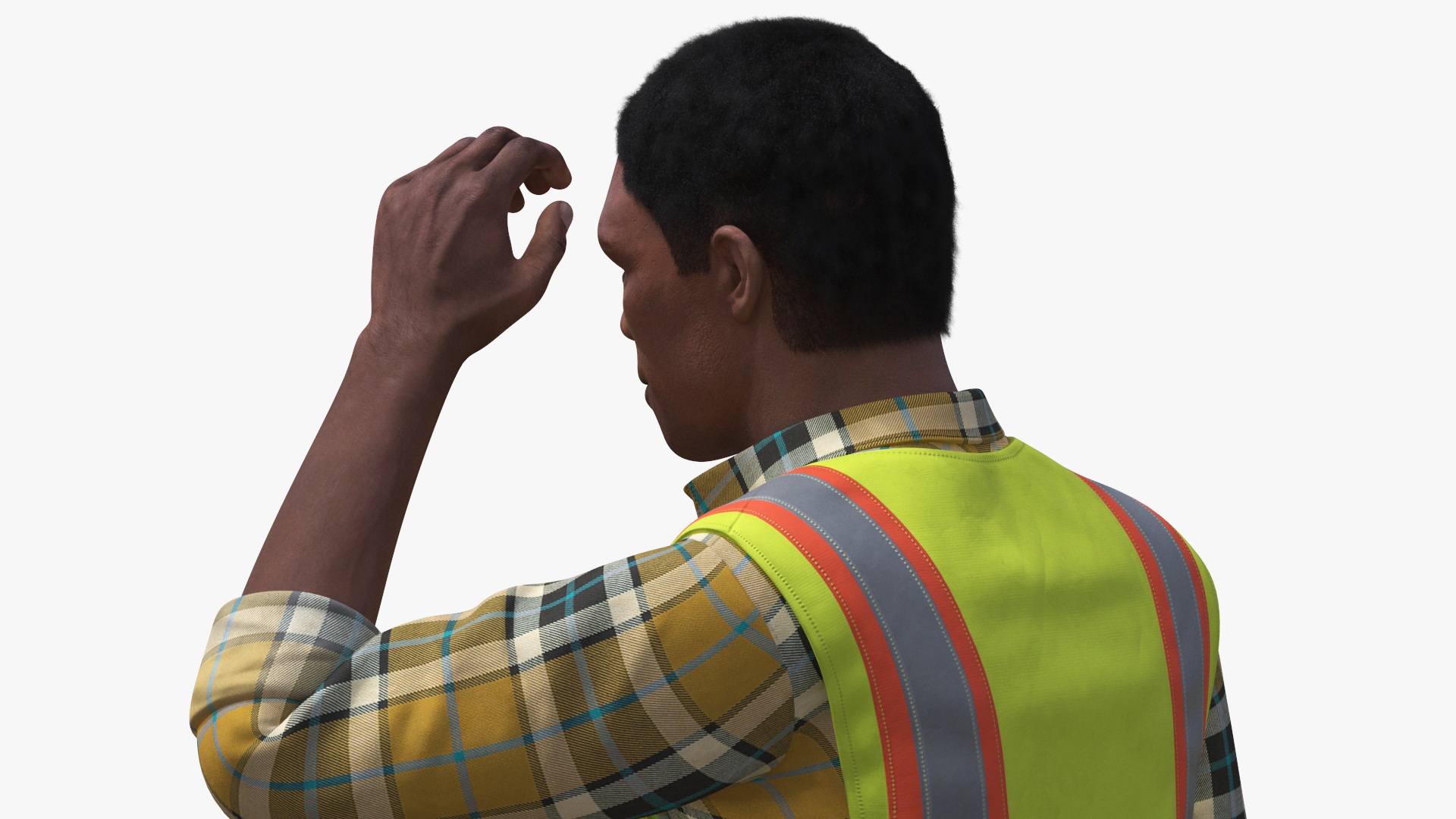 3D Construction Worker with Hard Hat and Vest Fur