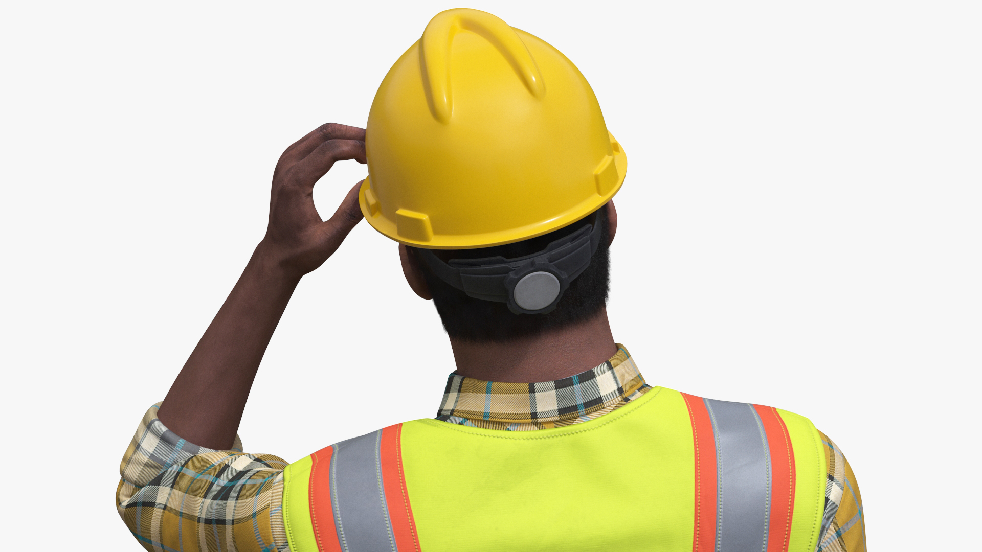 3D Construction Worker with Hard Hat and Vest Fur