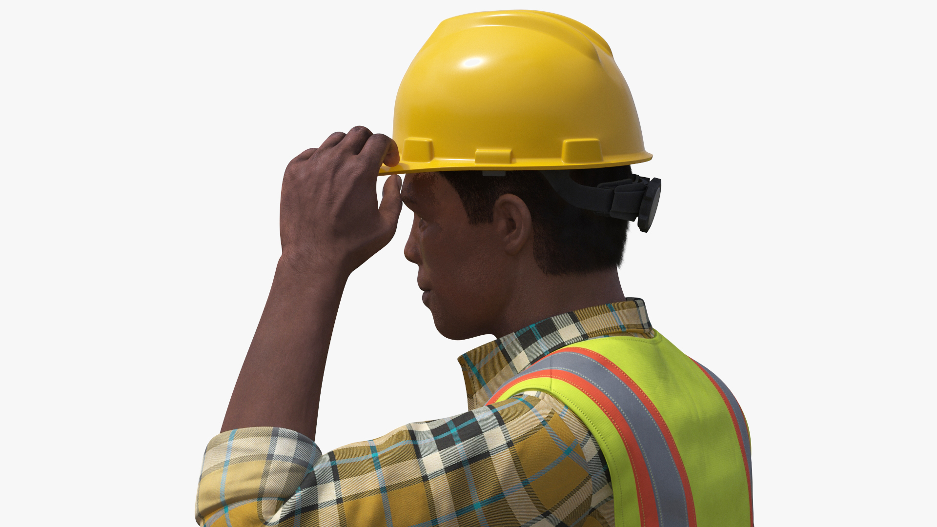 3D Construction Worker with Hard Hat and Vest Fur