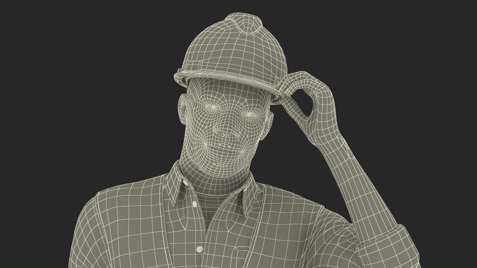 3D Construction Worker with Hard Hat and Vest Fur
