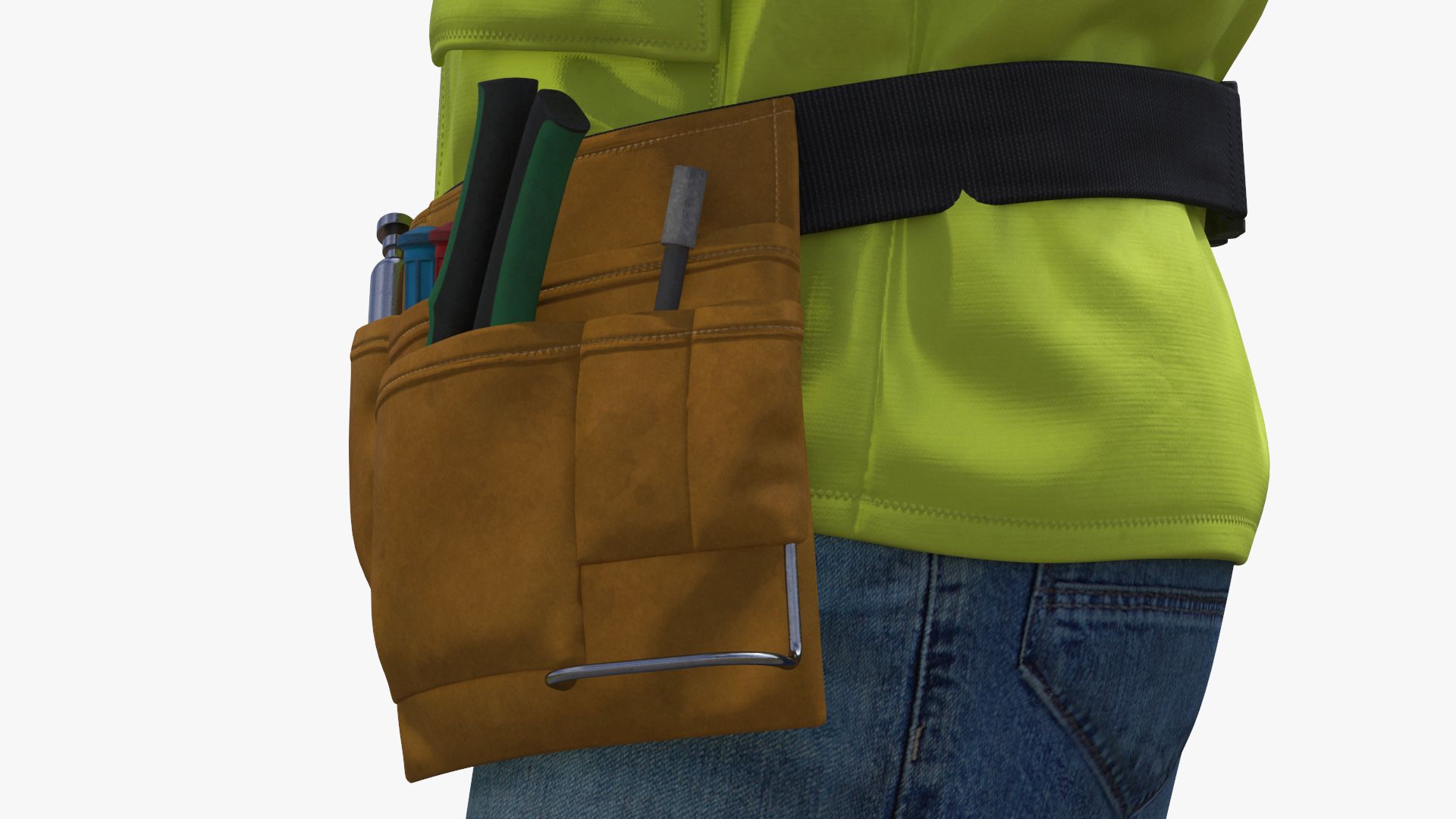 3D Construction Worker with Hard Hat and Vest Fur