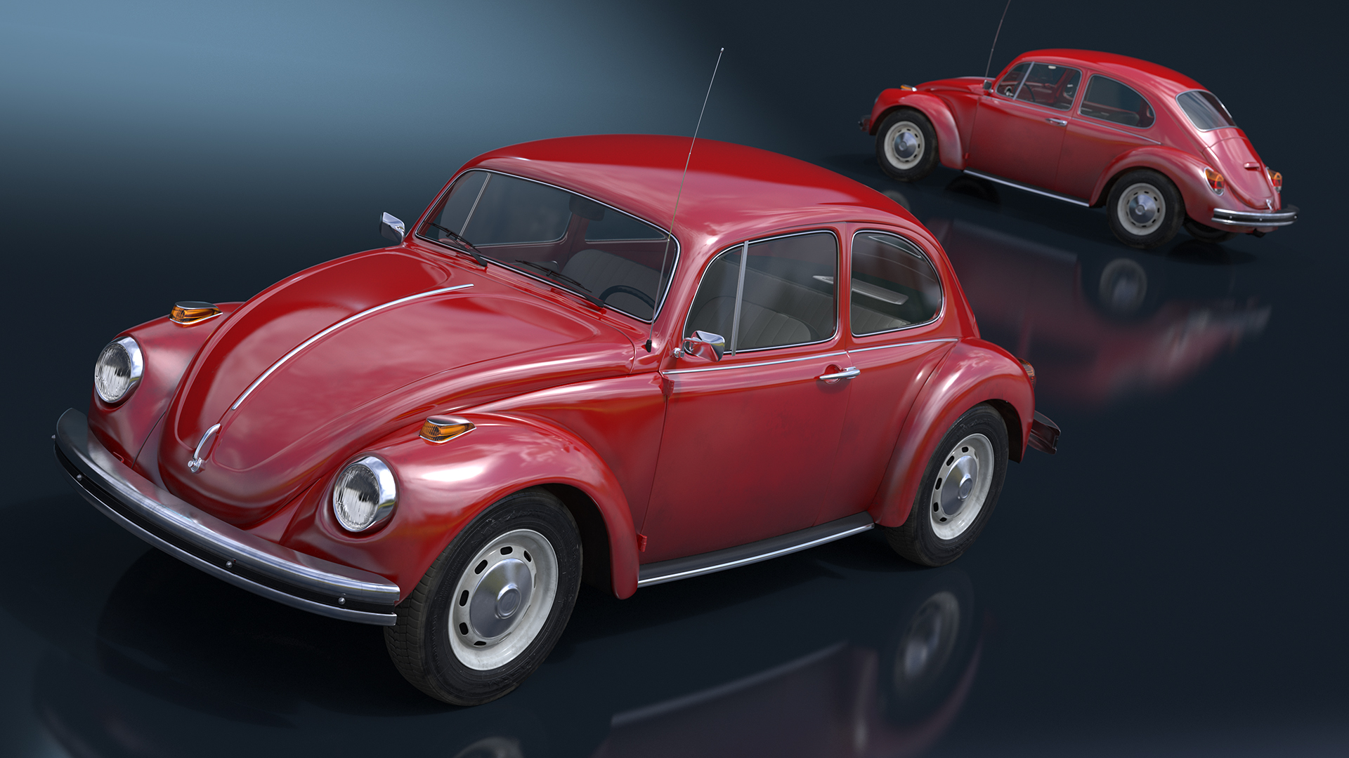 3D model Iconic Volkswagen Beetle Simple Interior