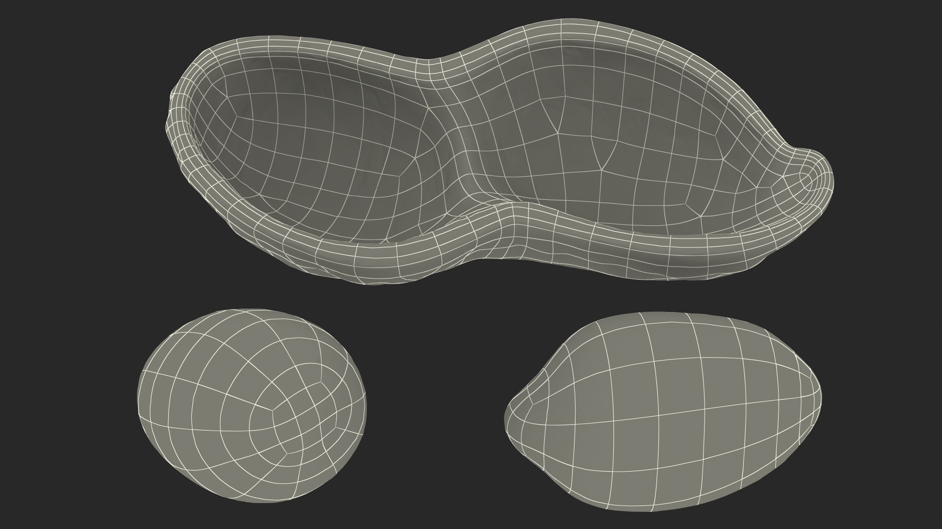 3D model Peeled Peanuts with Shell