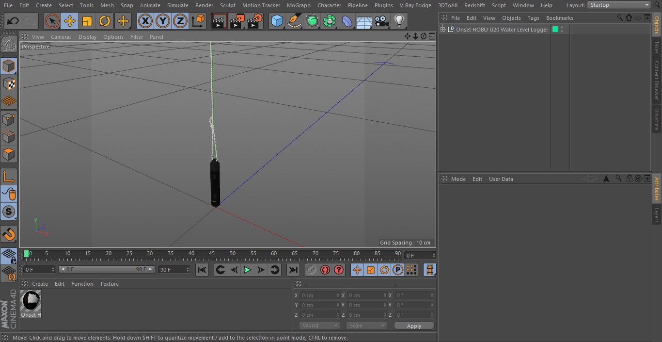 3D Onset HOBO U20 Water Level Logger model