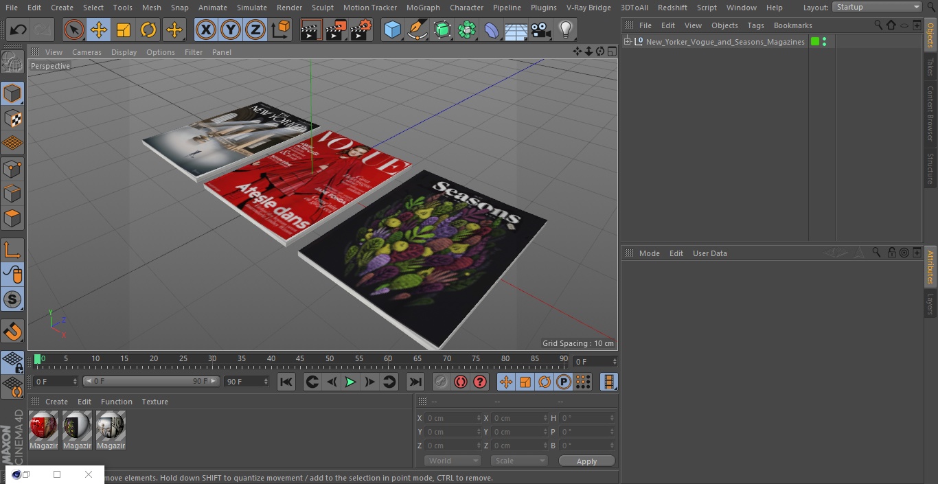3D New Yorker Vogue and Seasons Magazines model