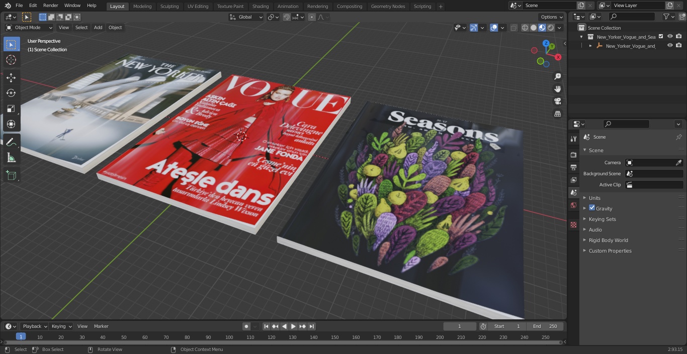 3D New Yorker Vogue and Seasons Magazines model
