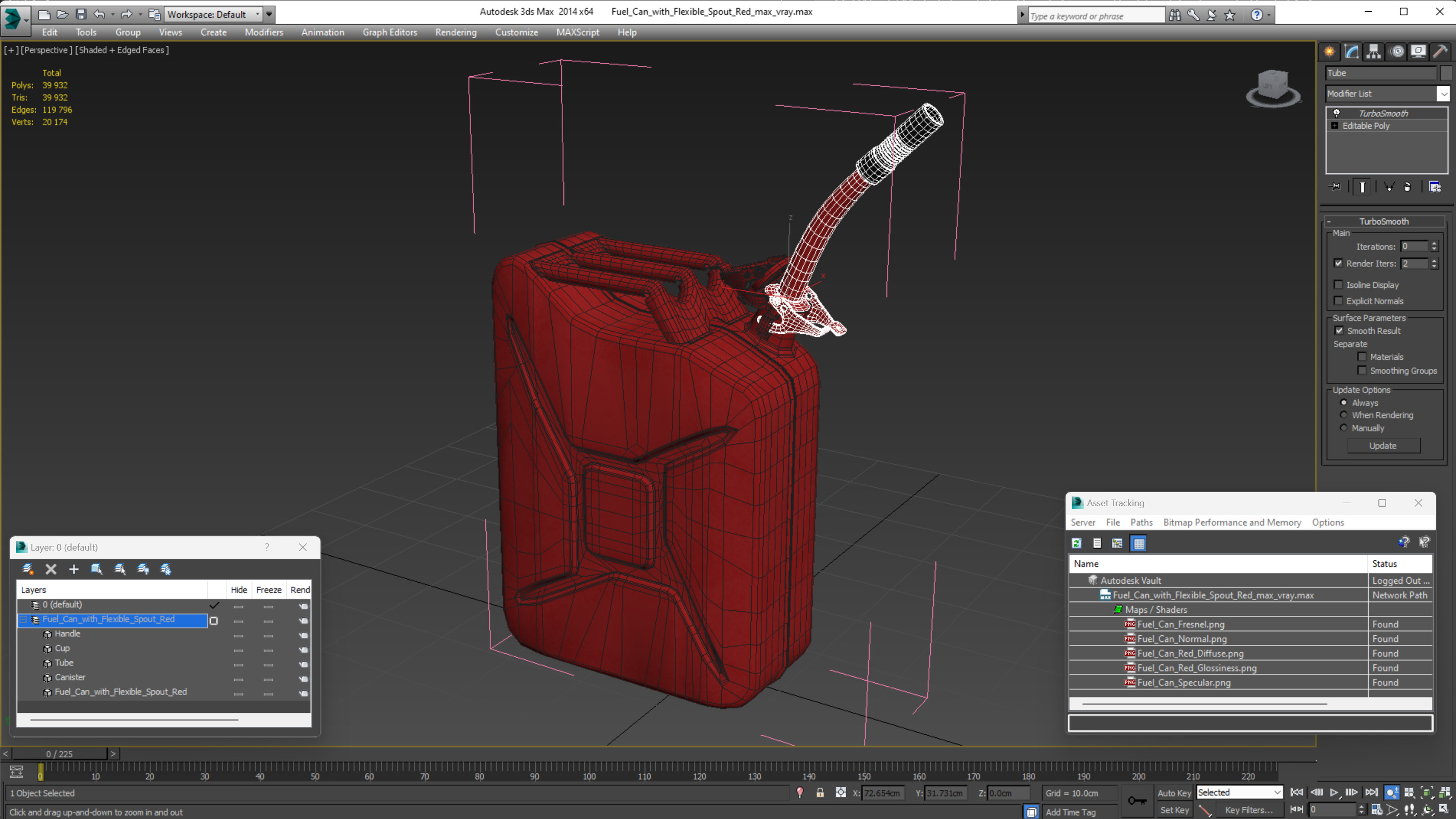 Fuel Can with Flexible Spout Red 3D