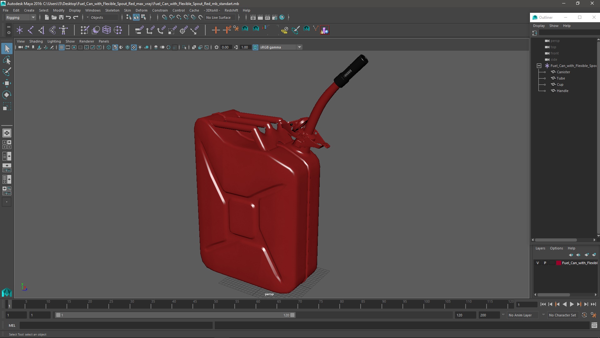Fuel Can with Flexible Spout Red 3D