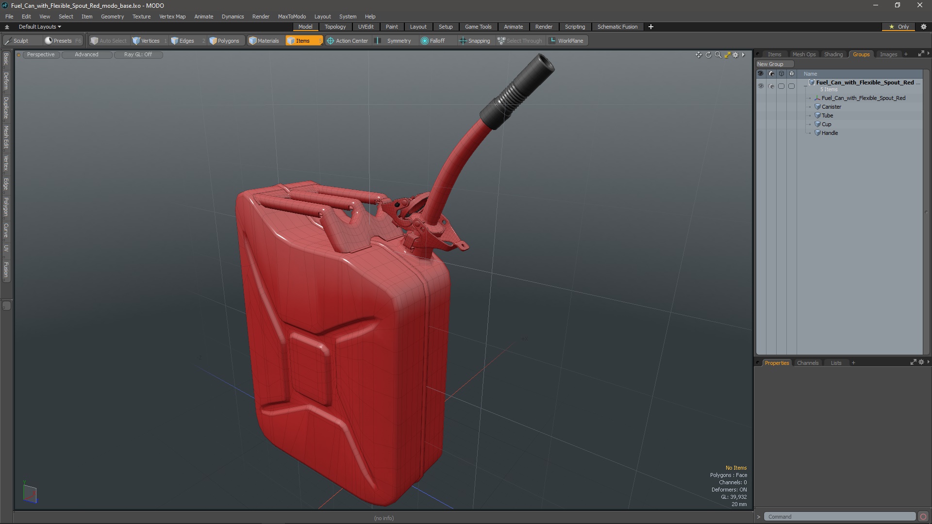 Fuel Can with Flexible Spout Red 3D