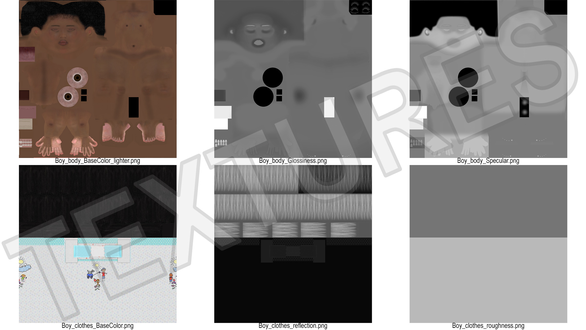 3D model Toddler Black Boy Light Skin Rigged