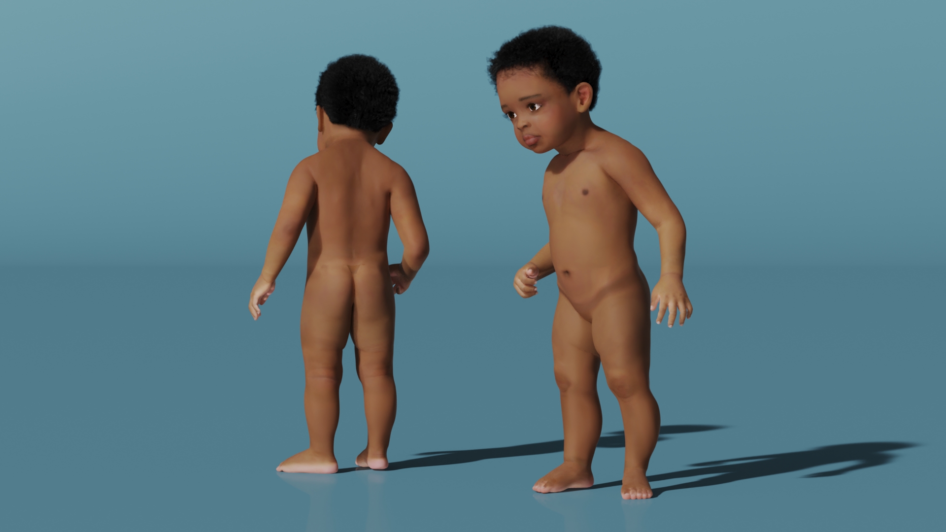 3D model Toddler Black Boy Light Skin Rigged