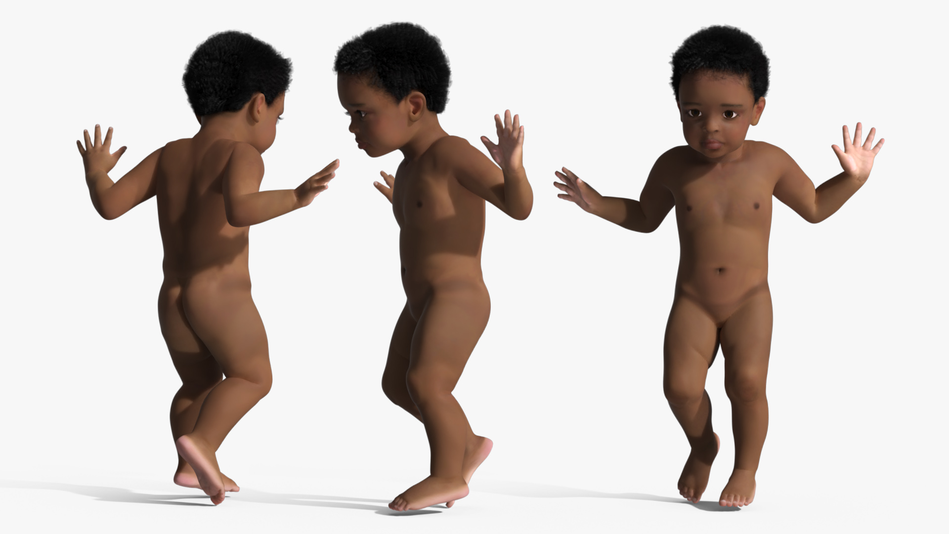 3D model Toddler Black Boy Light Skin Rigged