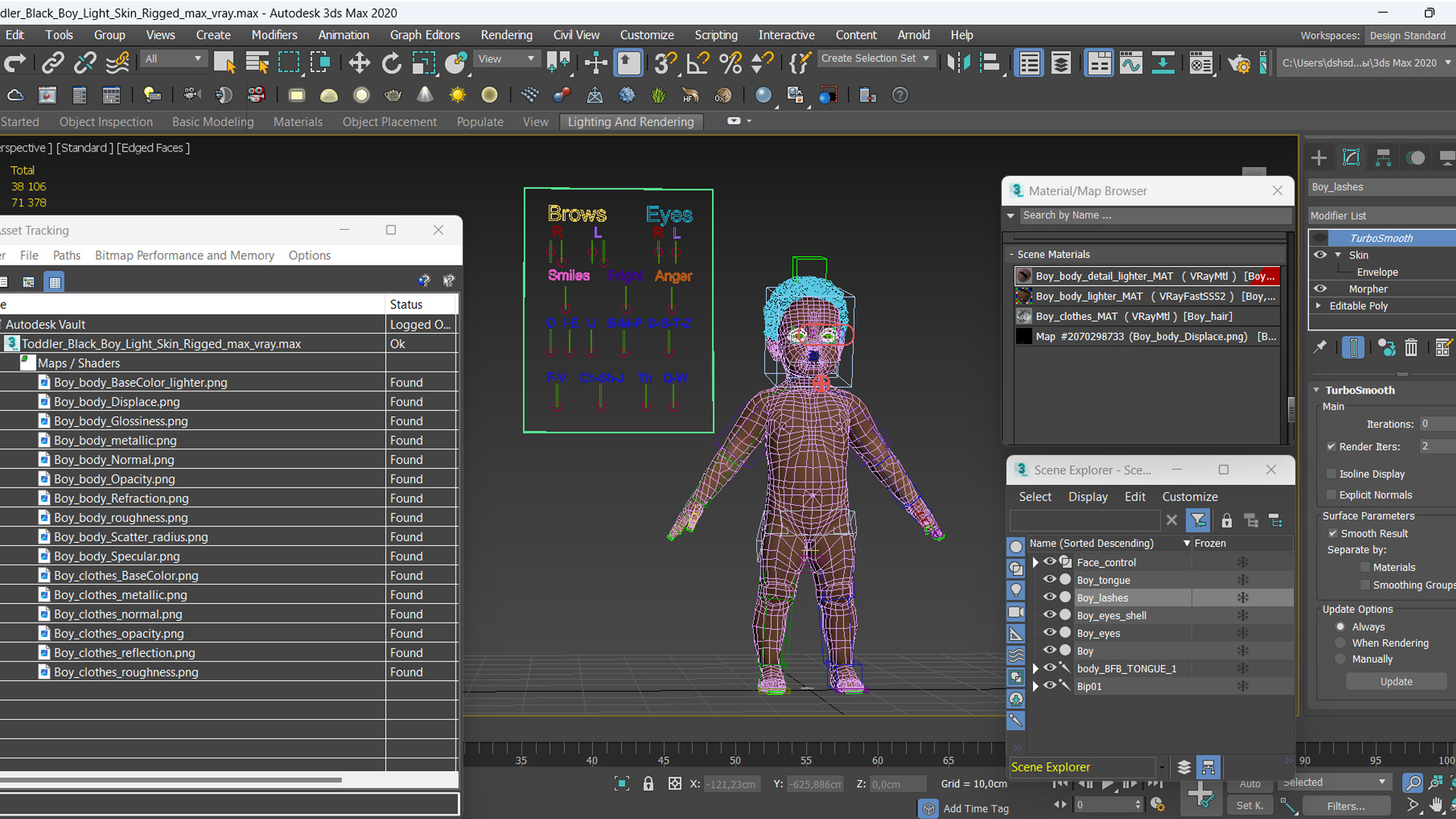 3D model Toddler Black Boy Light Skin Rigged