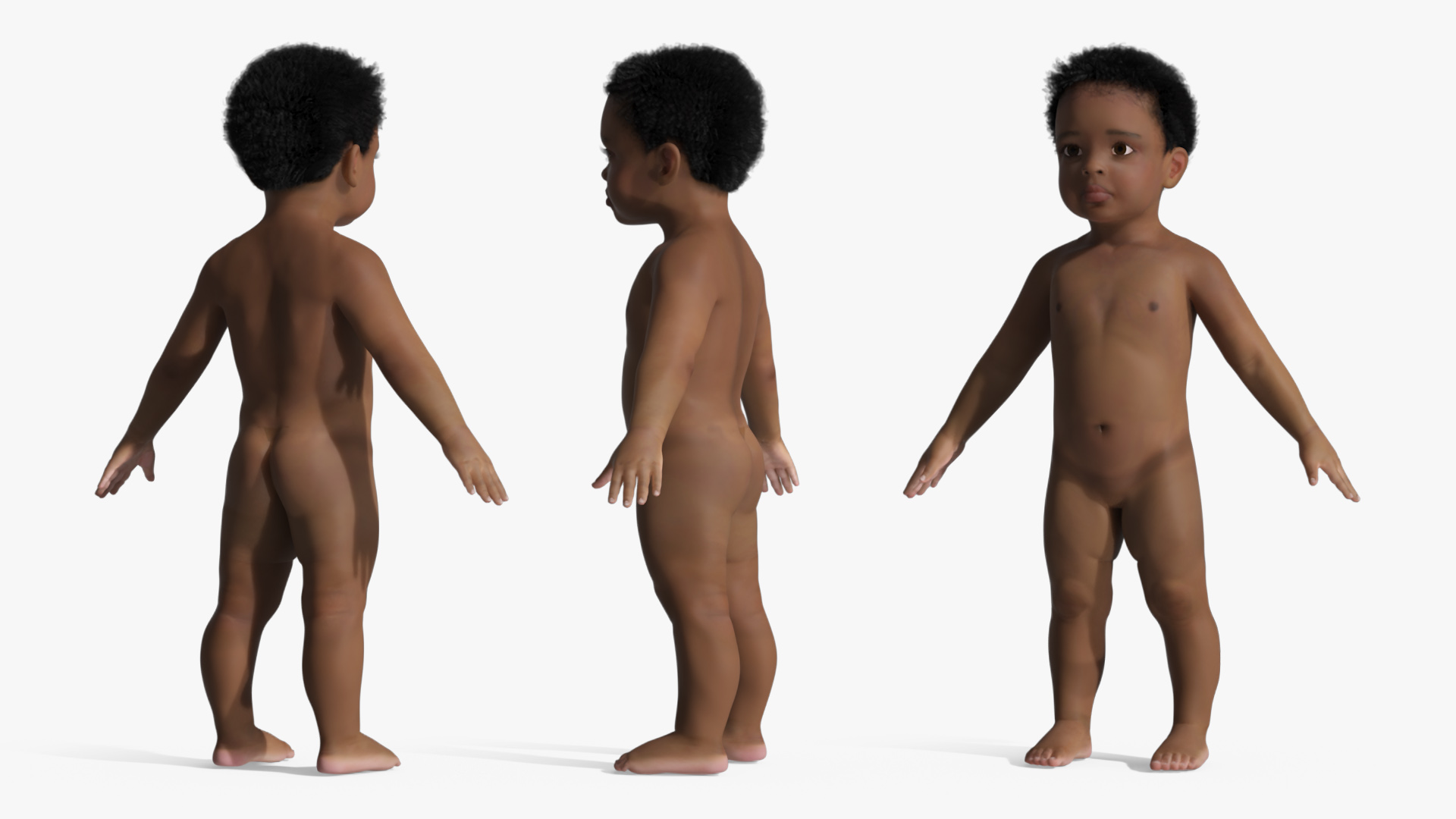3D model Toddler Black Boy Light Skin Rigged