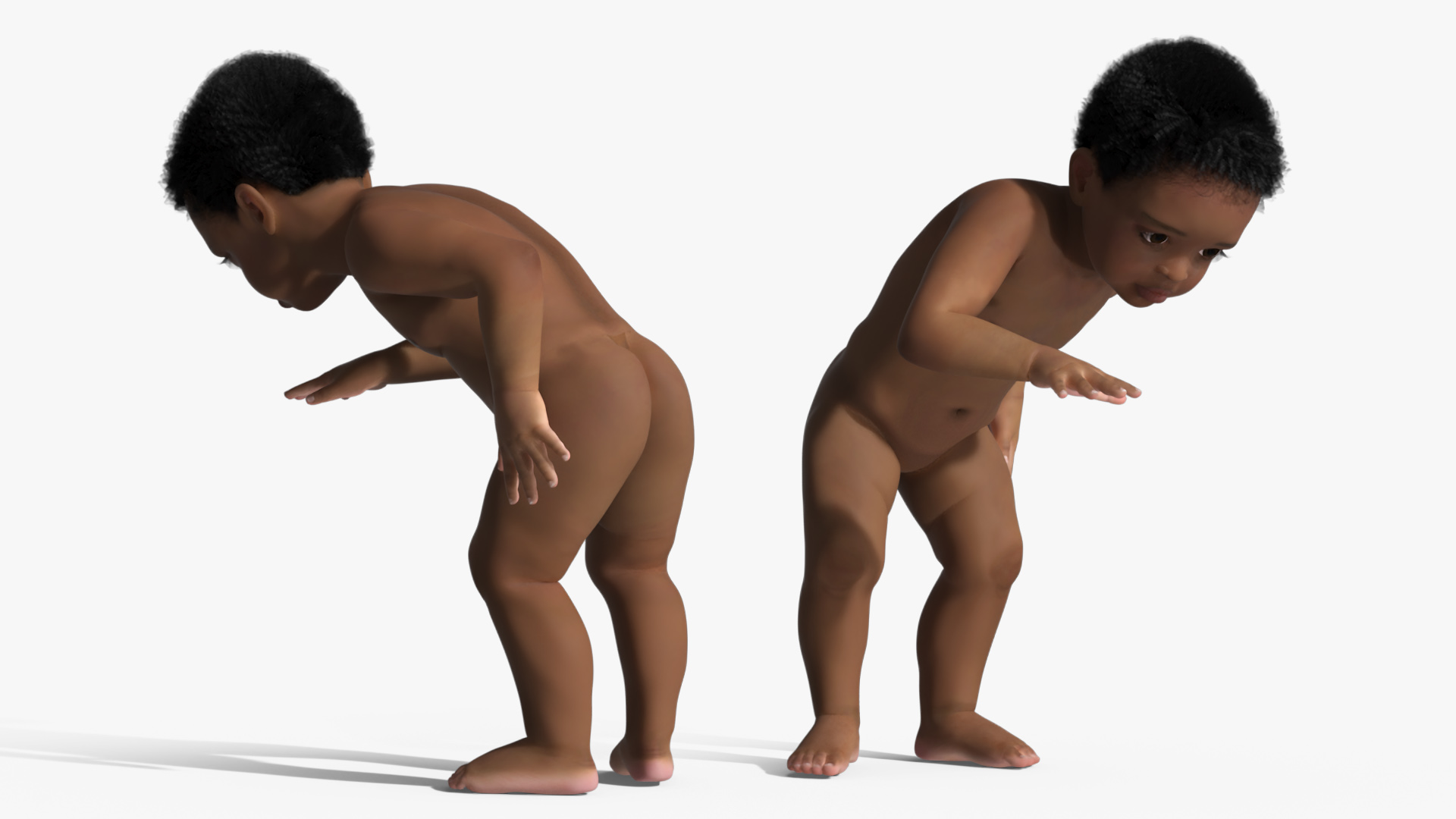 3D model Toddler Black Boy Light Skin Rigged