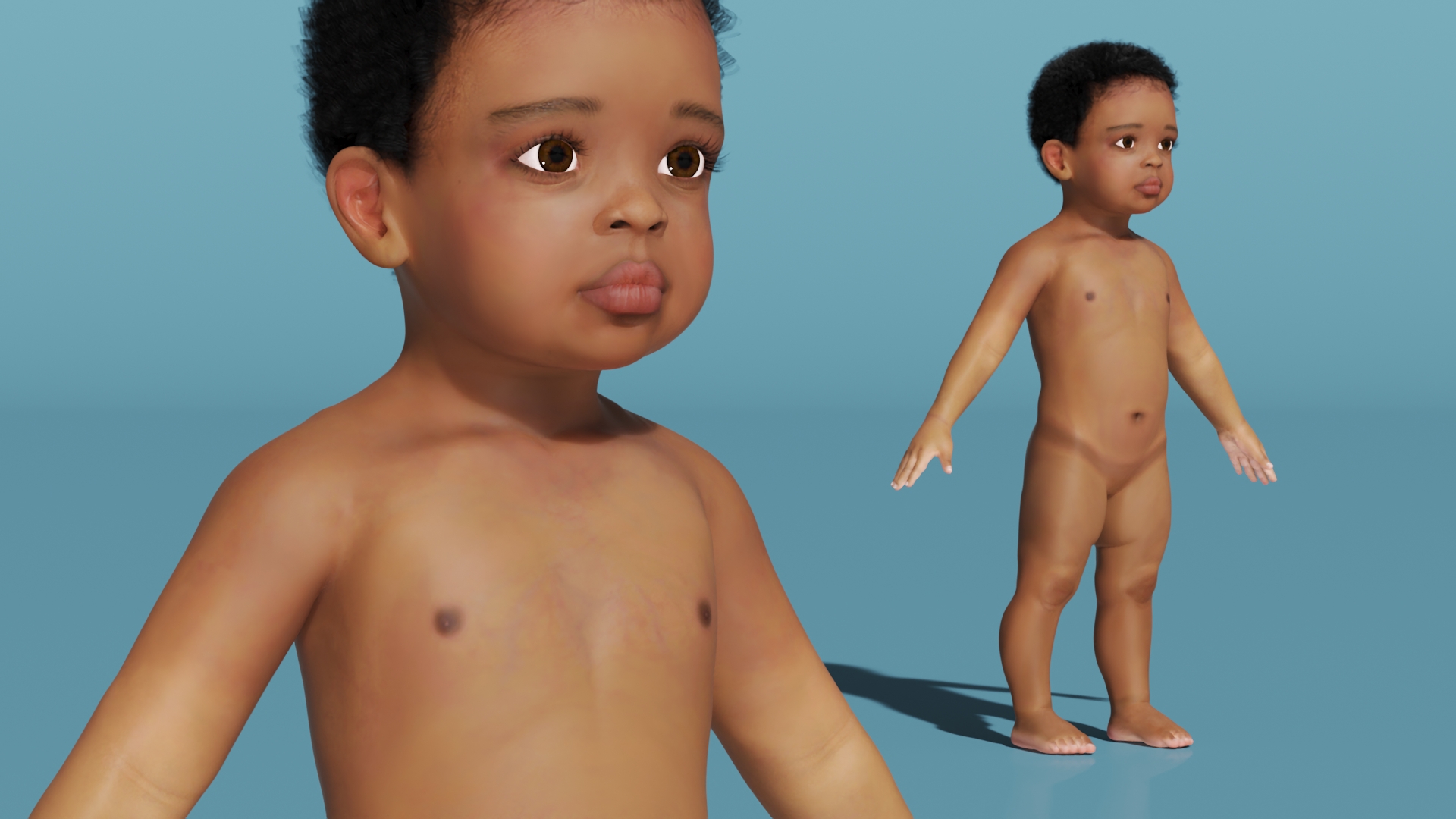 3D model Toddler Black Boy Light Skin Rigged