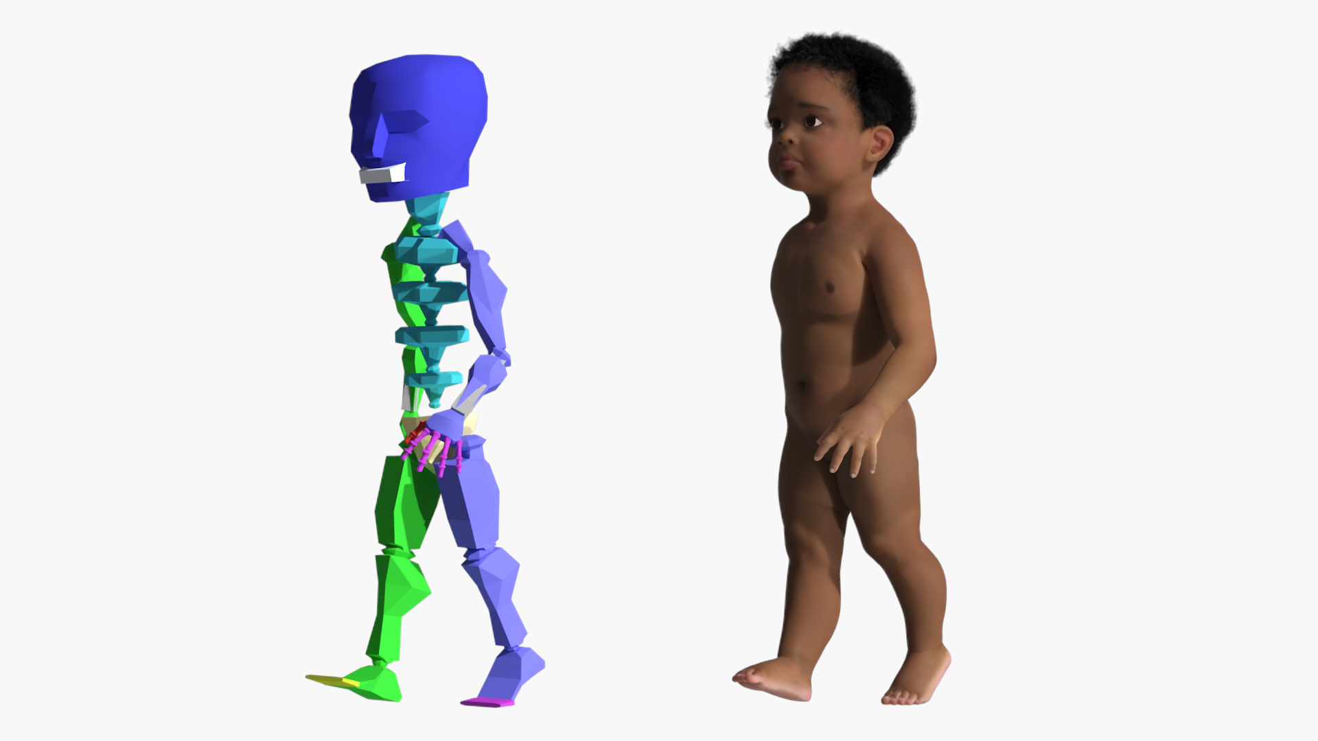 3D model Toddler Black Boy Light Skin Rigged