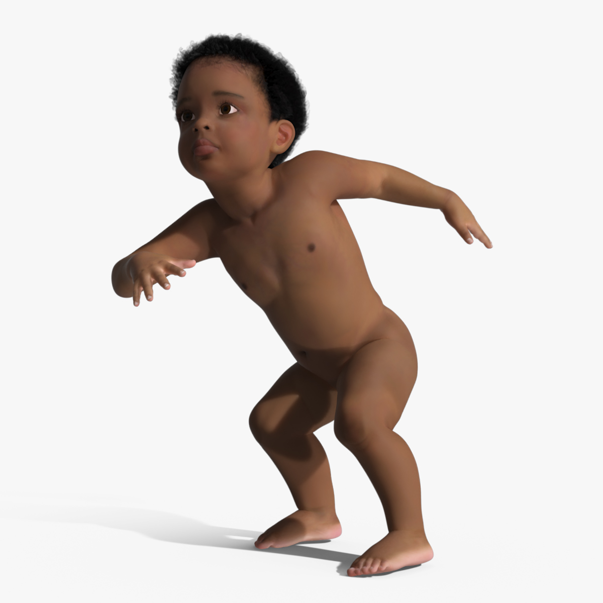 3D model Toddler Black Boy Light Skin Rigged