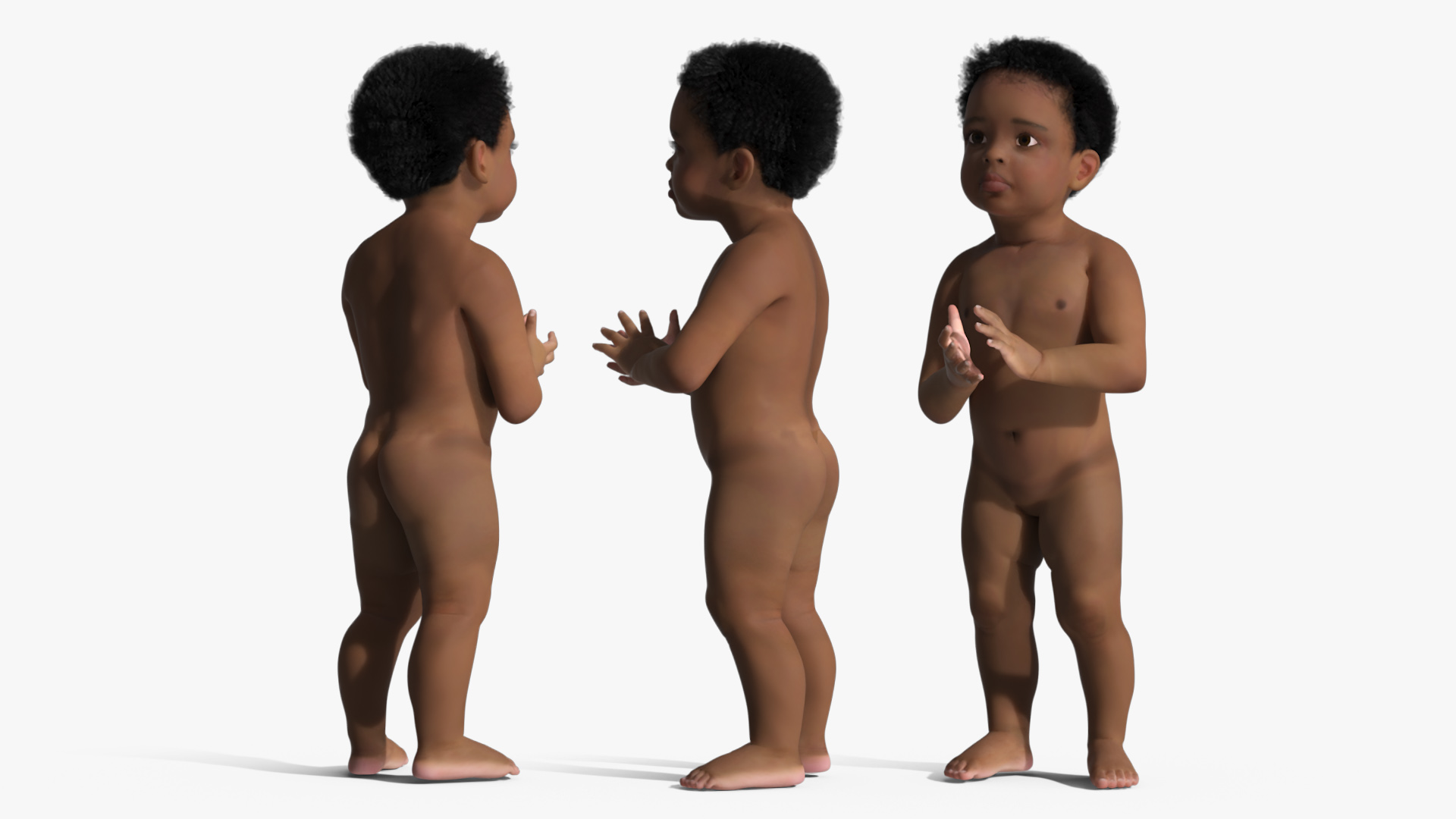 3D model Toddler Black Boy Light Skin Rigged
