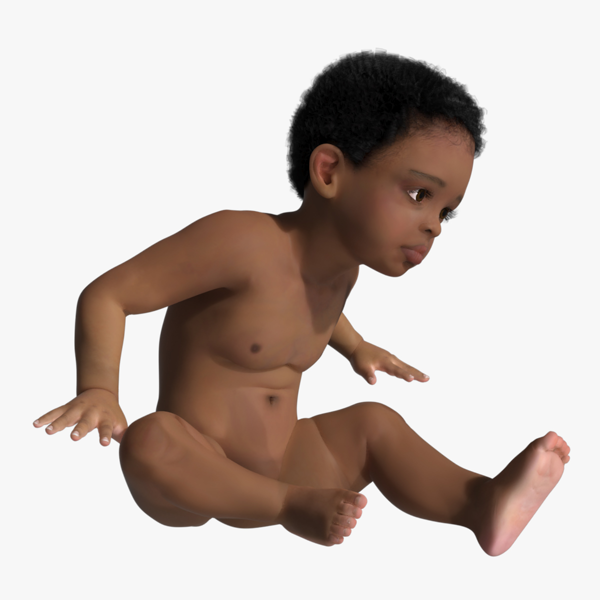 3D model Toddler Black Boy Light Skin Rigged