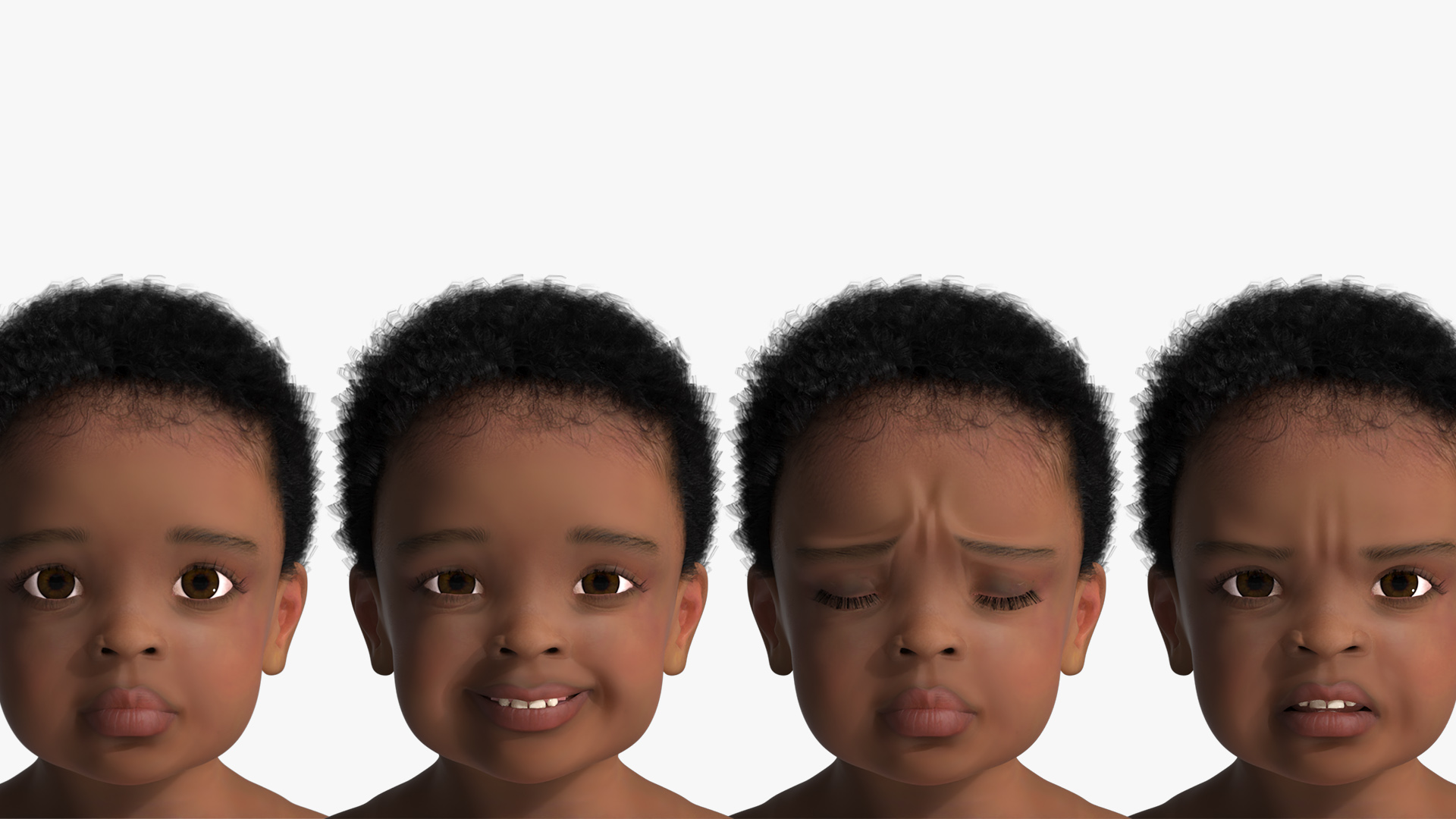 3D model Toddler Black Boy Light Skin Rigged