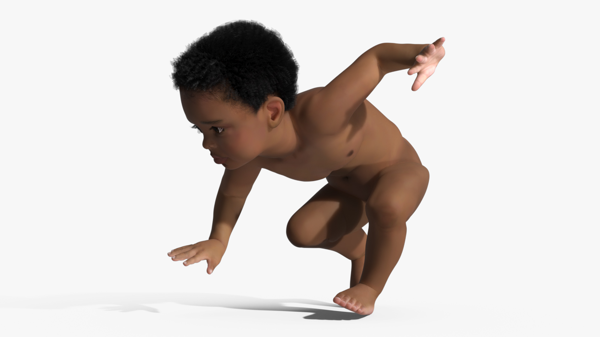 3D model Toddler Black Boy Light Skin Rigged