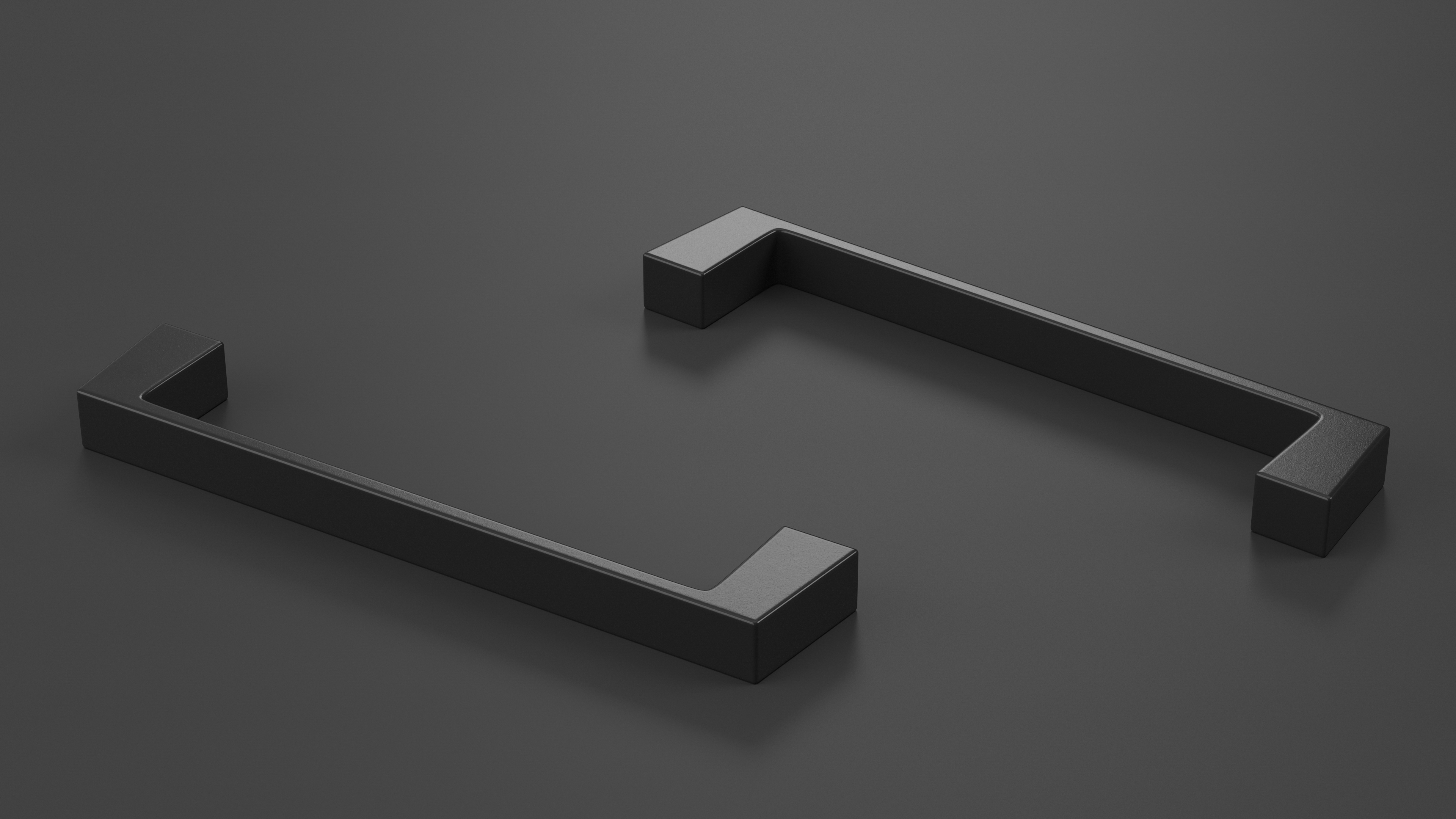3D Kitchen Cabinet Handle Flat Fronted Black