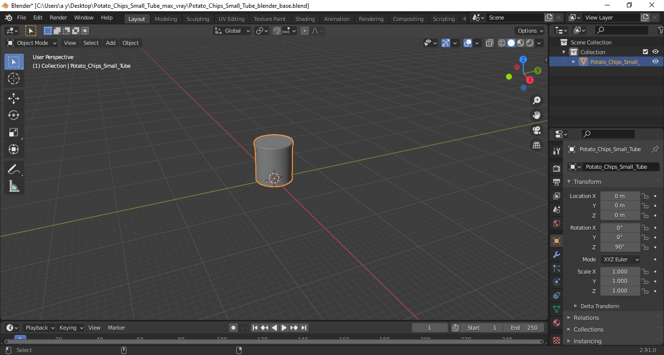 3D Potato Chips Small Tube model