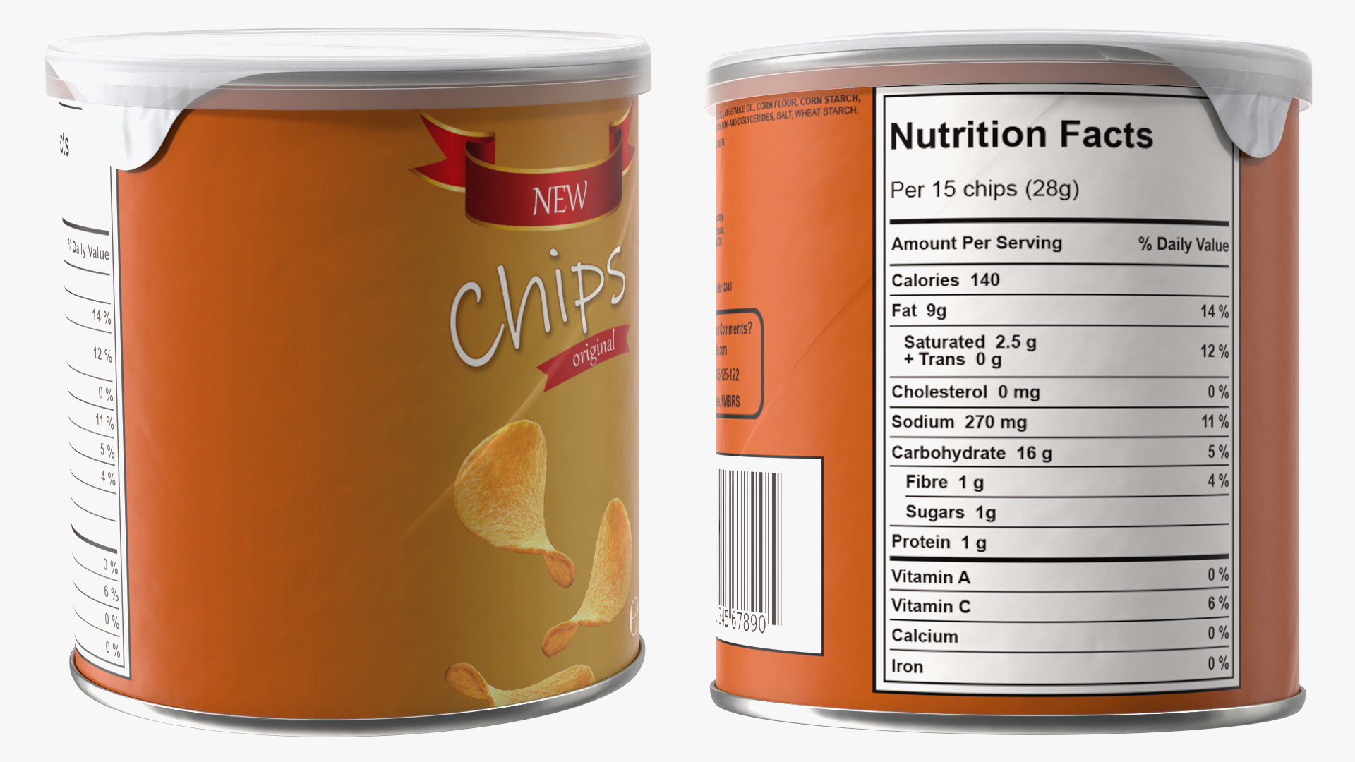 3D Potato Chips Small Tube model