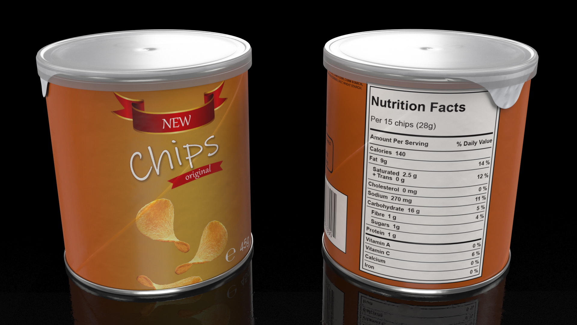 3D Potato Chips Small Tube model