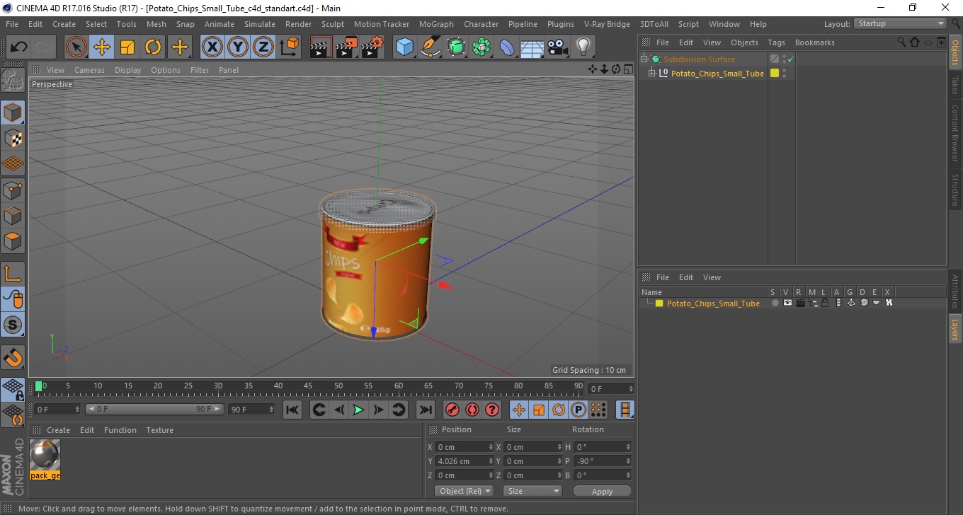 3D Potato Chips Small Tube model