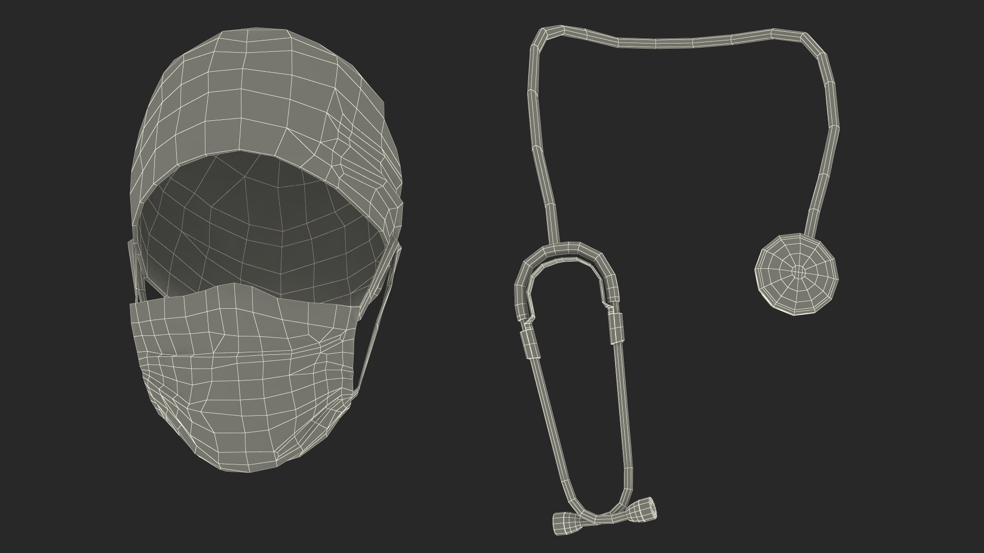 3D model Asian Doctor wearing Gloves and Mask Stained Blood